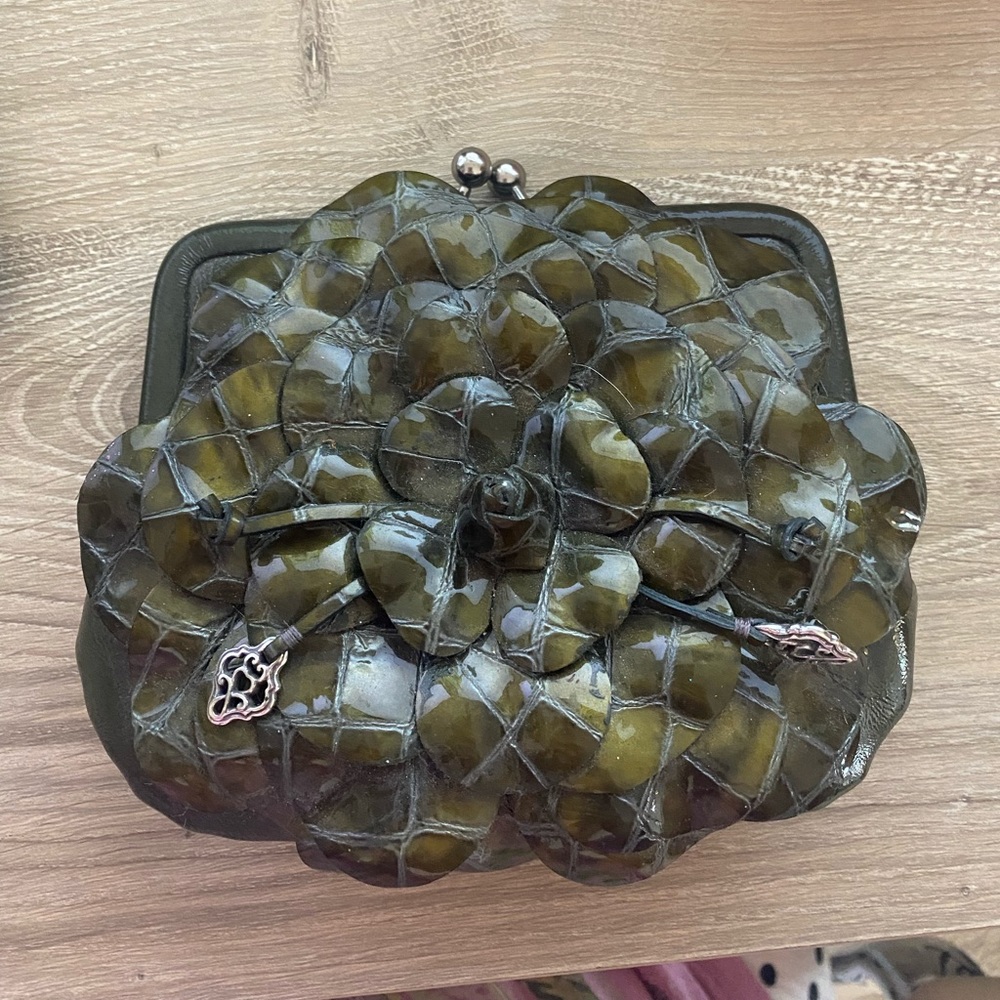 Brighton Patent Leather Flower Cross Body Clutch NWOT